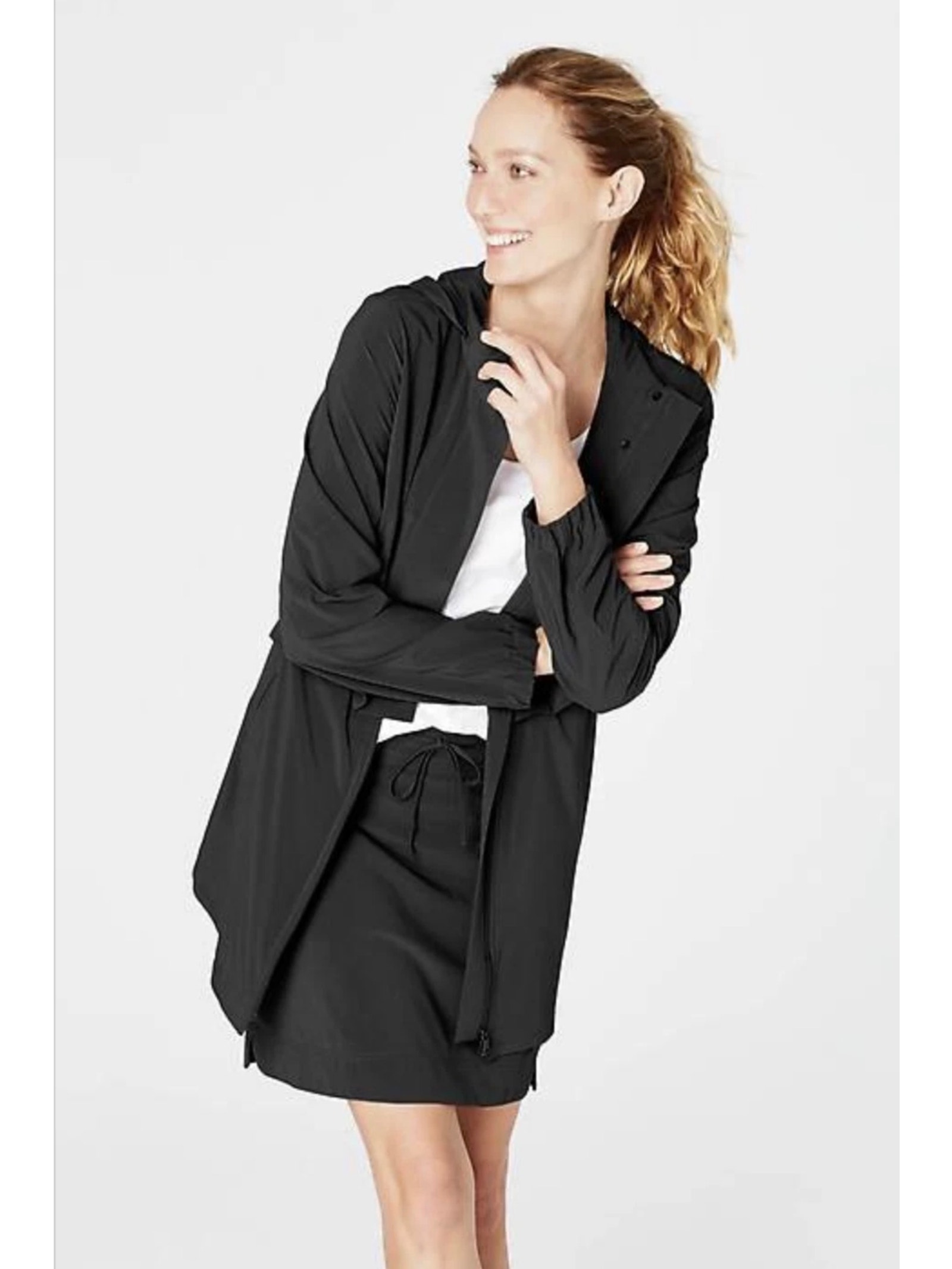 J Jill Fit Black On The Go Layered Jacket Hidden Hood Travel Womens Plus 2x